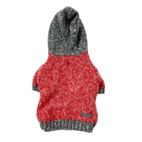 14”x8” Small Dog Knit Hoodie Sweater - Picture 1 of 6